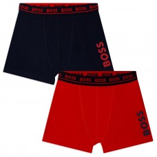 Hugo Boss Boys 2 Pack Boxer Shorts - Navy/Red